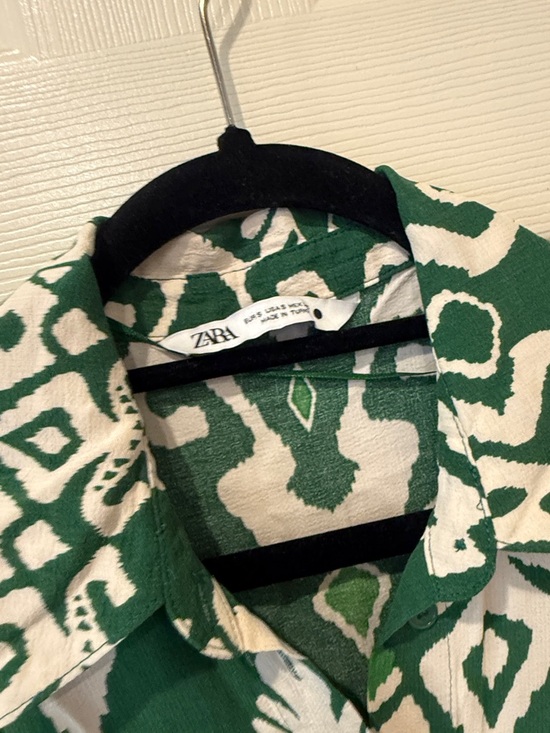 Zara green printed maxi dress, small - Picture 4 of 9